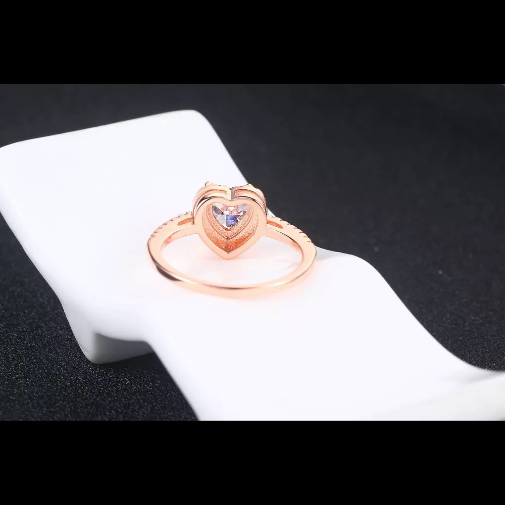 Heart ring rose gold cubic zirconia stone love jewelry - Picture 6 of 6